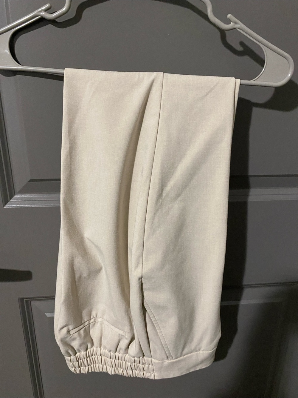 Hilary Radley Cream Elastic Cuff Chinos